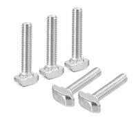 sourcing map 10 pernos de ranura en T, M6 x 30 mm, perno de cabeza de martillo, tornillo en T para perfil de extrusión de aluminio con ranura en T serie 3030, acero inoxidable 304, plateado