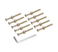 sourcing map 10 pernos para marco de cama, tornillos de cabeza hexagonal M6 x 70 mm, tornillos con tuercas de barril kit de repuesto y llave hexagonal M4 para muebles, camas, sillas