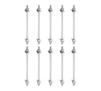 sourcing map 10 pernos roscados de acero inoxidable 304 M4 x 90 mm con tuercas, arandelas planas cuadradas y arandelas de resorte para mantenimiento de la casa, tono plateado