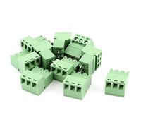 sourcing map 10 Piezas AC 300V 8A PCB Bloque de terminales de Tornillo Conector 3,81mm Paso Verde