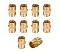 sourcing map 10 Piezas Conector Manguera de Latón Rosca Macho G1/4 x G1/4