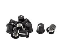 sourcing map 10 piezas de 6mm de diámetro del orificio del eje Perillas de control giratorio potenciómetro Tapas de plástico negro