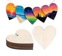 sourcing map 10 piezas de corazones de madera de 3 pulgadas, formas de madera de corazón sin terminar, adornos de madera en blanco para manualidades, bodas, decoración del hogar, Navidad