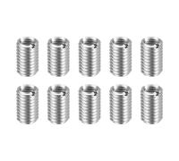sourcing map 10 piezas de insertos de reparación de roscas M10 x 1.5 macho a M8 x 1.25 rosca hembra de 15 mm de largo, tuercas reductoras de acero inoxidable métricas autorroscantes, reductor roscado