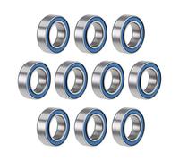 sourcing map 10 Piezas Rodamientos de Bolas MR106-2RS, Rodamientos de Bolas de Ranura Profunda, 6x10x3mm Rodamiento de Bolas de Doble Sellado, Acero Cromado Azul para Equipo Mecánico