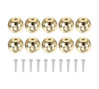 sourcing map 10 pomos de armario, 1-3/16 pulgadas (30 mm) de diámetro, cromo pulido, pomos de cocina de bola redonda con tornillos para armario, dormitorio, cocina, armario, color dorado