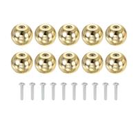 sourcing map 10 pomos de armario, 25 mm de diámetro, cromo pulido, perilla de cocina de bola redonda con tornillos para armario, dormitorio, cocina, armario, color dorado