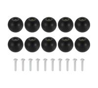 sourcing map 10 pomos de armario, 25 mm de diámetro, cromo pulido, perilla de cocina de bola redonda con tornillos para armario, dormitorio, cocina, armario, color negro mate