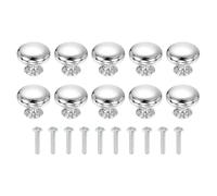 sourcing map 10 pomos de armario de 1.2 pulgadas, tiradores de plástico para cajones, pomos redondos con tornillos para dormitorio, cocina, armario, tocador, color plateado