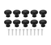 sourcing map 10 pomos de armario de 1.2 pulgadas, tiradores de plástico para cajones, pomos redondos con tornillos para dormitorio, cocina, armario, tocador, color negro mate