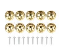 sourcing map 10 pomos de armario de 13/16 pulgadas de diámetro, cromo pulido, perilla de cocina de bola redonda con tornillos para armario, dormitorio, cocina, armario, color dorado