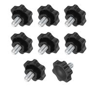 sourcing map 10 pomos de estrella de 3/20.3 cm-16, perno roscado de plástico macho de 0.5 pulgadas, perilla de repuesto para herramientas de muebles industriales, abrazaderas de plantilla, color negro