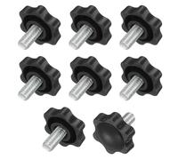 sourcing map 10 pomos de estrella de 5/16 a 18, pernos roscados de plástico macho de 0.6 pulgadas, perilla de repuesto para herramientas de muebles industriales, abrazaderas de plantilla, color negro