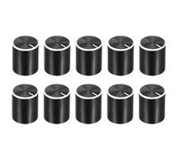sourcing map 10 pomos de potenciómetro de aluminio negro de 6 mm de diámetro, perilla giratoria de 15 mm x 17 mm para control de volumen de guitarra