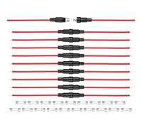 sourcing map 10 portafusibles tipo tornillo en línea de 5 x 20 mm, fusible de plomo de soplado rápido de 250 V 10 A con cable de 16 AWG de 20 cm y fusibles de vidrio de soplado rápido F10A 250 V