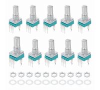 sourcing map 10 potenciómetros RK097N B50K, amplificador de sello giratorio lineal único de 3 pines, potenciómetros logarítmicos de 15 mm, eje moleteado vertical para amplificador de audio