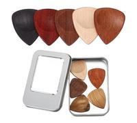 sourcing map 10 púas de guitarra de madera, 2,5 mm, con forma de ranura de madera, con caja de almacenamiento para guitarras eléctricas, acústicas, bajos, multicolor
