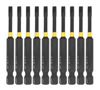 sourcing map 10 puntas de destornillador de impacto ranuradas SL4 de 4 mm, punta ranurada de 1/4 pulgadas, vástago hexagonal de 75 mm de largo, puntas magnéticas de cabeza plana, acero S2 fosfatado