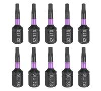 sourcing map 10 puntas de destornillador Torx T10 de 1/4 pulgadas con vástago hexagonal de 25 mm de longitud, estrella magnética de 6 puntos, punta de destornillador de acero S2 para destornilladores