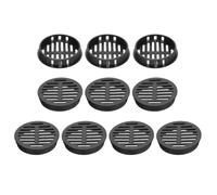 sourcing map 10 rejillas de ventilación circulares de 50 mm, cubierta de ventilación de plástico negro para baño, hogar, oficina, cocina, armario, armario
