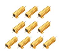 sourcing map 10 resistencias de carcasa de aluminio de 50 W, 100 ohmios, 5 %, resistencias enrolladas de alambre, montaje en chasis, color dorado