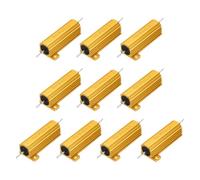 sourcing map 10 resistencias de carcasa de aluminio de 50 W, 6 ohmios, 5 %, resistencias enrolladas de alambre, montaje en chasis, color dorado
