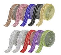 sourcing map 10 Rollo 1 Yarda 8mm Auto Adhesivo Cristal Imitación Diamante Cinta para Artes y Artesanía Proyecto, Boda Pasteles, Cumpleaños Decoraciones 10 Colores