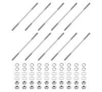 sourcing map 10 tornillos de doble extremo, M3 x 65 mm, acero inoxidable 304, pernos de varilla de doble rosca con tuercas y arandelas planas y de bloqueo, perno roscado de doble extremo para