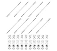 sourcing map 10 tornillos de doble extremo, M3 x 80 mm, acero inoxidable 304 de doble rosca con tuercas y arandelas planas y de bloqueo, perno roscado de doble extremo para mantenimiento de la casa