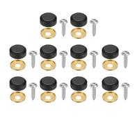 sourcing map 10 tornillos decorativos para espejo con tapas, tapas de tornillo de fijación de aleación de 16 mm, tornillos de espejo para muebles, manualidades, accesorios publicitarios, color negro