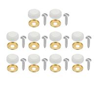 sourcing map 10 tornillos decorativos para espejo con tapas, tapas de tornillo de fijación de aleación de 16 mm, tornillos de espejo para muebles, manualidades, accesorios publicitarios, color blanco