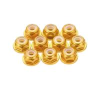 sourcing map 10 tuercas de bloqueo de aleación de aluminio de 0,4 mm de paso M2, tuercas hexagonales con brida, bloqueo de nailon dentado para dron RC Quadcopter, adaptador de accesorios de motor FPV