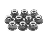 sourcing map 10 tuercas de bloqueo de aleación de aluminio M8 de 1,25 mm de paso M8, tuercas hexagonales con bridas, bloqueo de nailon dentado para dron RC Quadcopter, adaptador de accesorios de motor