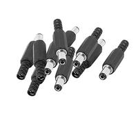 sourcing map 10 uds 5.5mmx2.1mm Macho Enchufe DC Alimentación Enchufe Conector Zócalo Adaptador Negro