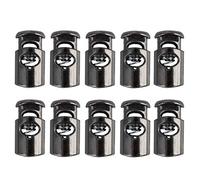 sourcing map 10 Uds. Cierres de cordón de plástico tope extremo sujetador de palanca de un solo orificio extremo de cuerda de tope Negro plata 27 x 14 x 10mm/1.06" x 0.55" x 0.39"(L*W*H)