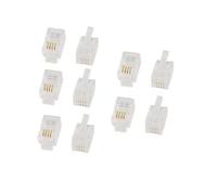 sourcing map 10 Unidades 4P4C RJ11 Conector Conector Transparente para Cable De Teléfono