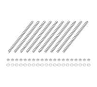 sourcing map 10 varillas totalmente roscadas, M5 x 70 mm, de acero inoxidable, con tuercas y arandela plana, barra de varilla totalmente atornillada para abrazaderas, perchas y pernos en U