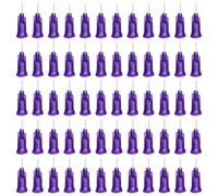 sourcing map 100 agujas dispensadoras de plástico de 21 G con bloqueo Luer, tubo de aguja PTFE de 1 pulgada, punta roma de plástico resistente al calor para pistola de pegamento líquido, color morado