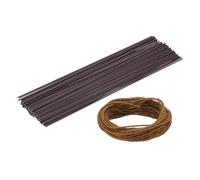 sourcing map 100 alambres florales de calibre 2, cables de tallo de flores de 11.8 pulgadas de longitud con cordel de 0.08 pulgadas x 32.8 pies para hacer coronas, arreglos florales, color marrón