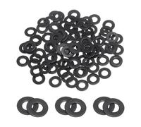 sourcing map 100 arandelas planas de acero inoxidable M3, 3,2 mm de diámetro interior x 7 mm de diámetro exterior x 0,5 mm de grosor, arandelas de metal chapadas en zinc negro para tornillos y pernos