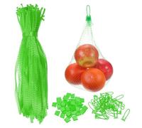 sourcing map 100 bolsas de malla reutilizables para productos agrícolas, 40 cm, lavables, bolsas de almacenamiento reutilizables para comestibles con hebilla de plástico para frutas frescas, verduras