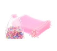 sourcing map 100 bolsas de organza rosa de 5 x 7 pulgadas, mini bolsas de regalo de malla con cordón, pequeñas bolsas de joyería para bodas, festivales, fiestas, regalos