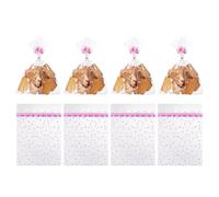 sourcing map 100 bolsas transparentes de regalo de 9.8 x 7.1 pulgadas, bolsas de galletas de San Valentín con lazos giratorios para embalaje de dulces del día de San Valentín, color rosa