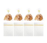 sourcing map 100 bolsas transparentes de regalo de 9.8 x 7.1 pulgadas, bolsas de galletas de San Valentín con lazos giratorios para embalaje de dulces del día de San Valentín, color amarillo