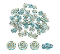 sourcing map 100 botones de flores de rosa, 12,5 mm, botones decorativos de acrílico para manualidades, costura, pinzas para el pelo, joyería, decoración, ropa, bolsas, sombreros, azul pavo real