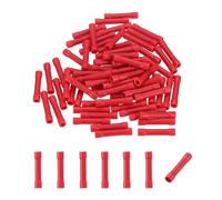 sourcing map 100 conectores de tope totalmente aislados, BV0.75 calibre 20-18, kit de terminales de cableado de cobre rectos para conexión de cable eléctrica, color rojo