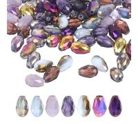 sourcing map 100 cuentas de cristal de lágrima, 10 x 15 mm, forma facetada, cristal AB para collares, pulseras, aretes, manualidades, suministros de joyería, color morado