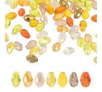 sourcing map 100 cuentas de cristal de lágrima, 8 x 12 mm, forma facetada, cristal AB para collares, pulseras, aretes, manualidades, suministros de joyería, color amarillo