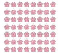 sourcing map 100 dijes esmaltados con estampado de patas, cuentas de aleación con huella de animal con polvo de purpurina para collares, aretes, fabricación de joyas, rosa/plata