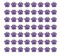 sourcing map 100 dijes esmaltados con estampado de patas, cuentas de aleación con huella de animal con polvo de purpurina para collares, aretes, fabricación de joyas, morado/plateado